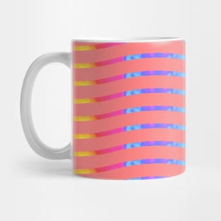 Wavy Lines Rainbow on Pink Mug